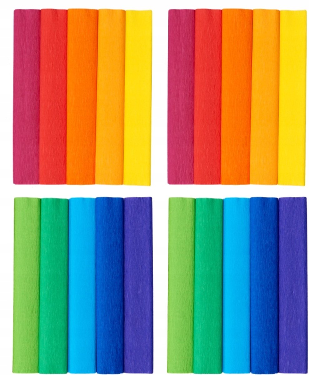 Gekruld crêpepapier 25x200cm Rainbow Mix 10 Keuze