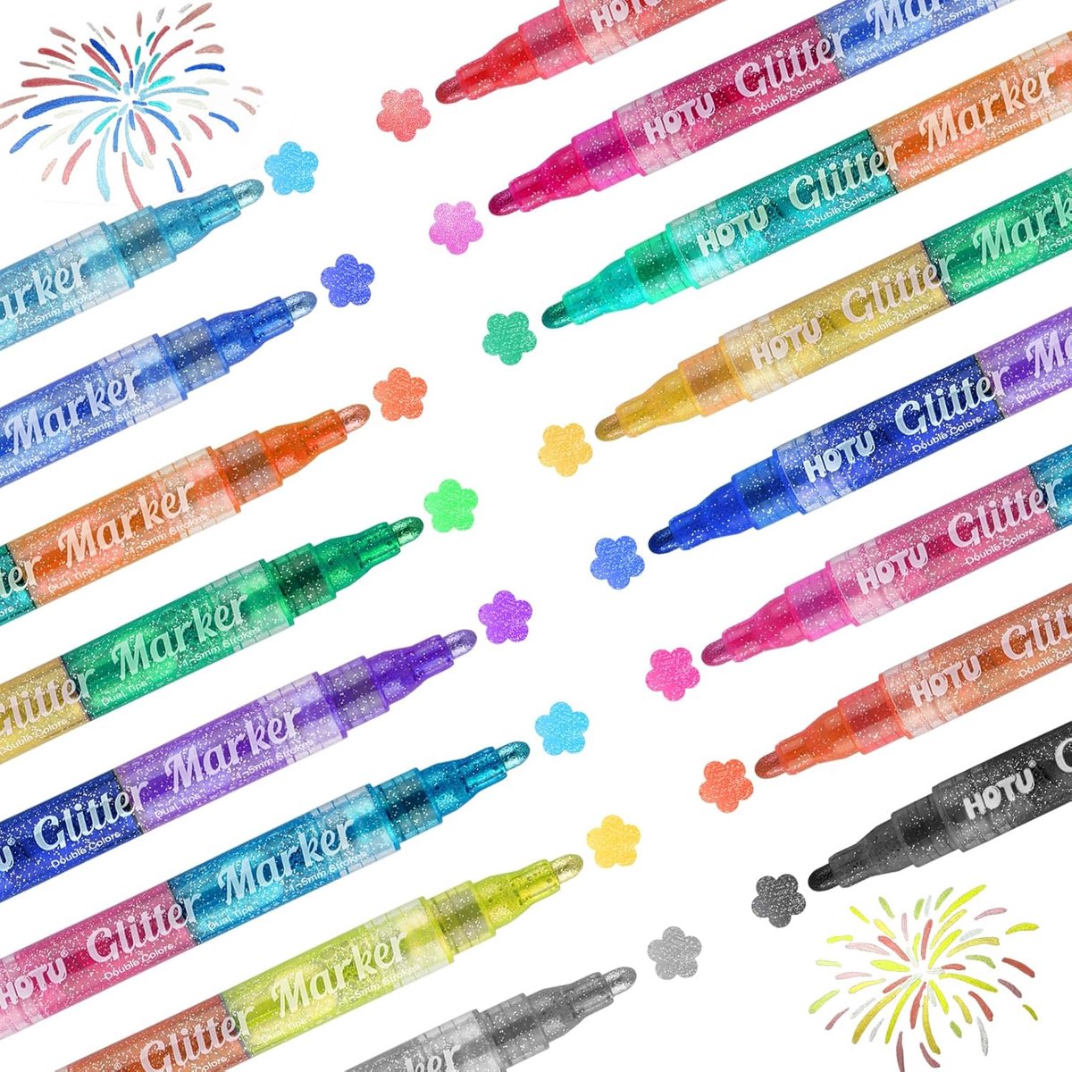 HOTU 5pcs Sparkle Metallic Acrylic Marker, Super Golden Metallic Paint Marker, - ShopVlot