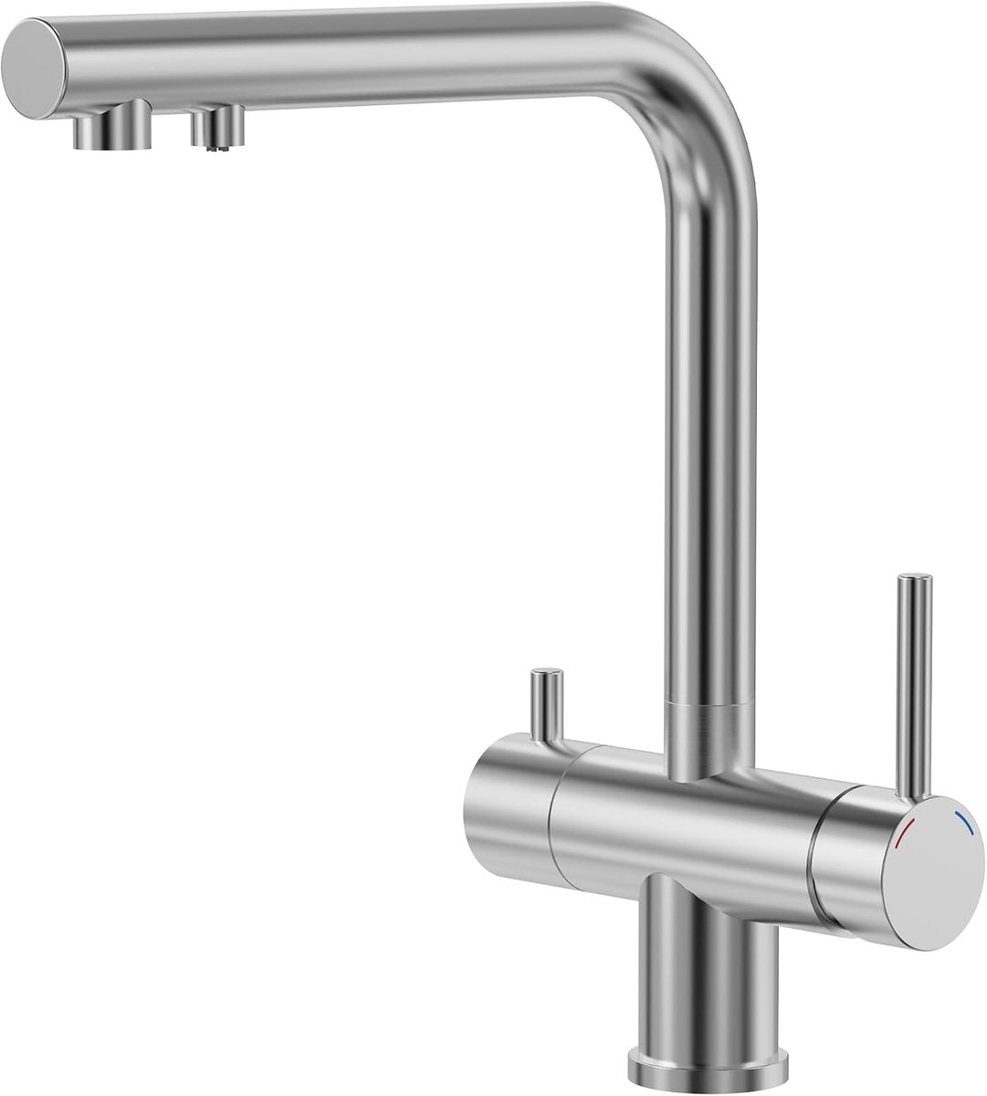 3-Way Kitchen Tap, 360° Rotatable Kitchen Tap, 3-in-1 Mixer Tap for Water Filter, Drinking Water Tap with 2 Handles - ShopVlot