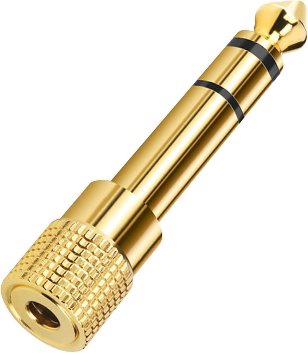 Hoofdtelefoonadapter 6,35 mm naar 3,5 mm - Verguld - Stereo - Voor gitaar en luidsprekers - ShopVlot
