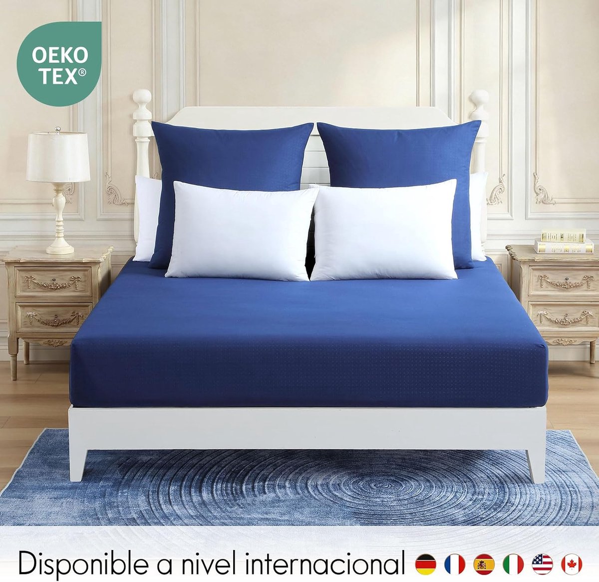 Hoeslakenset 3-delig 160 x 200 cm - geborsteld polyester - marineblauw - superzacht en comfortabel - ShopVlot
