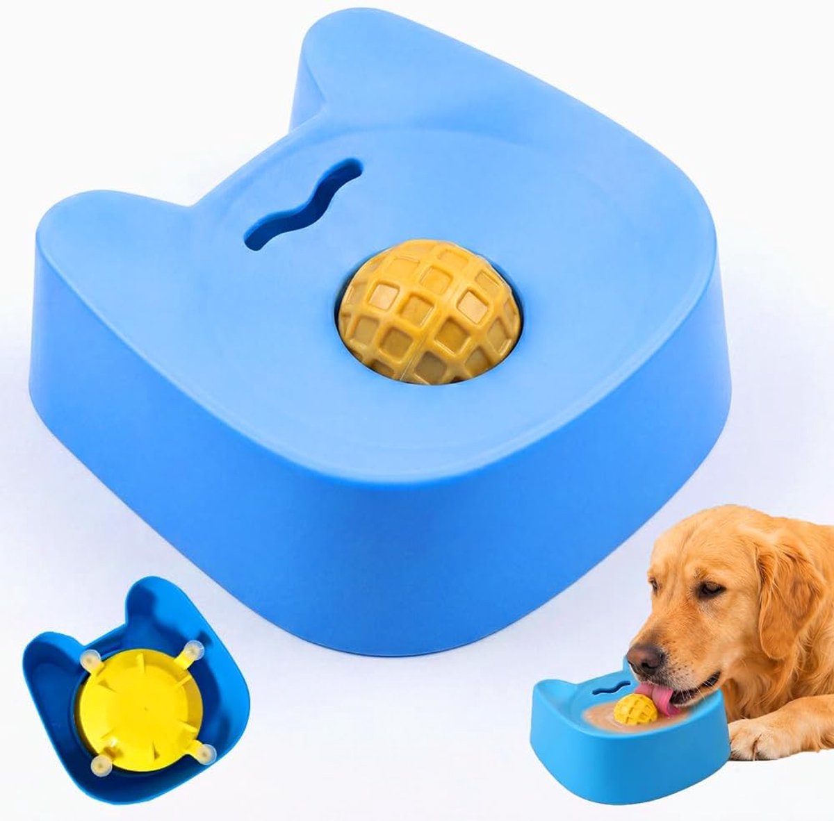 Lickmat hond 14cm - blauwe silicone - met zuignappen - stressverlichting voor honden - ShopVlot