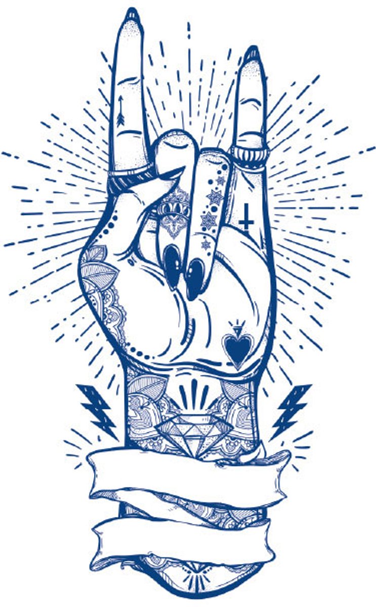Tijdelijke tattoo Rock On Mandala Hand 2 weken