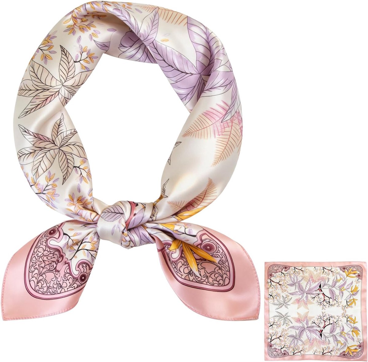 Sjaal dames 53 x 53 cm - 100% zuivere moerbeizijde - zacht bedrukt - stijlvol accessoire - ShopVlot