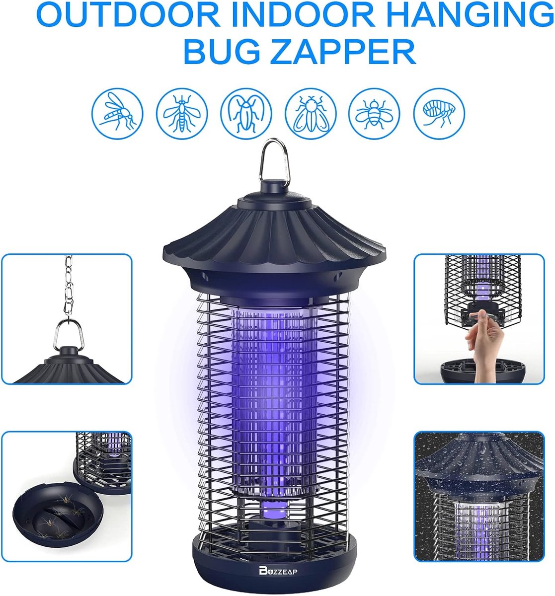 Waterdichte insectenverdelger - duurzame elektrische vliegenverdelger - hoge druk - veilig voor kinderen en huisdieren - ShopVlot
