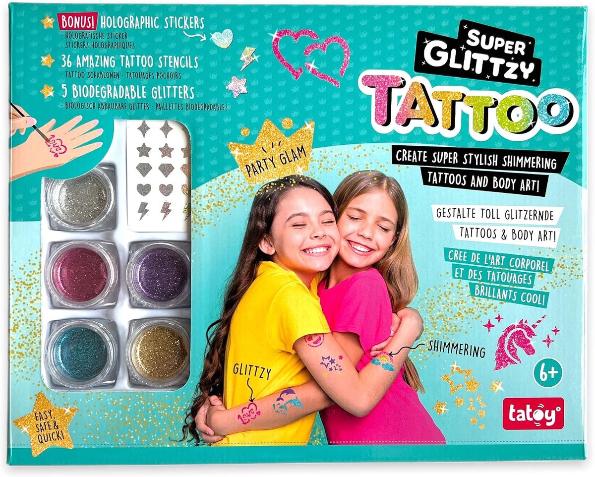 Glitter Tattoo Set - 36 Stencils - Holografische Stickers - Voor Feestjes - ShopVlot