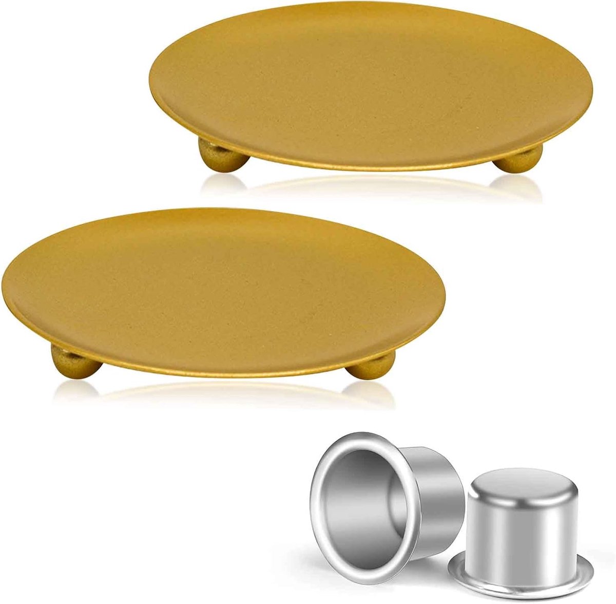 Kaarsenhouders 2 Stuks - Retro Metaal Goud - Geschikt voor Traditionele en LED Kaarsen - Creëer Sfeervolle Decoratie - ShopVlot