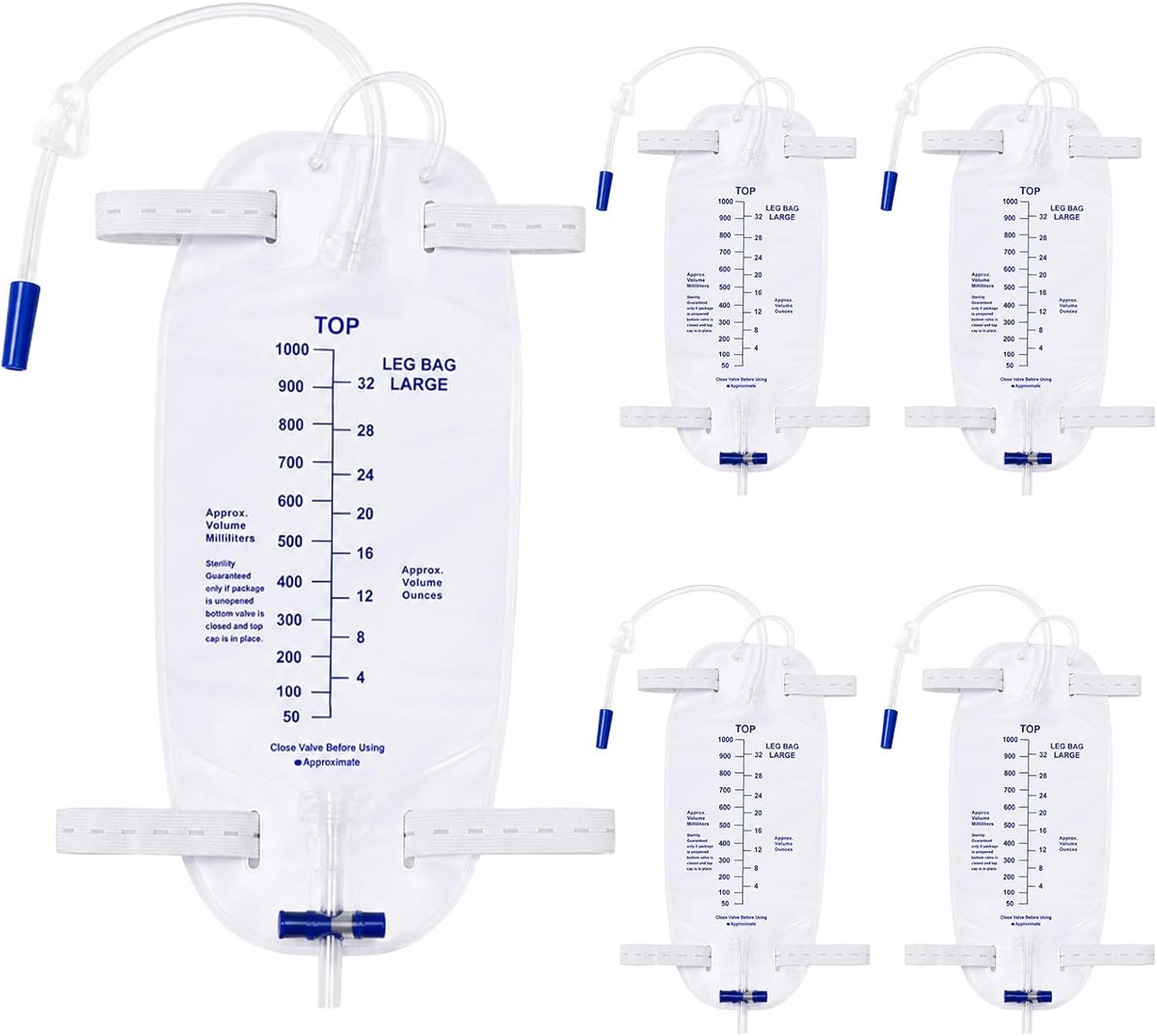 Urinezak 1000 ml - Beenmodel met Anti Terugstroom Ventiel - Compleet met Slang en Verstelbare Banden - ShopVlot