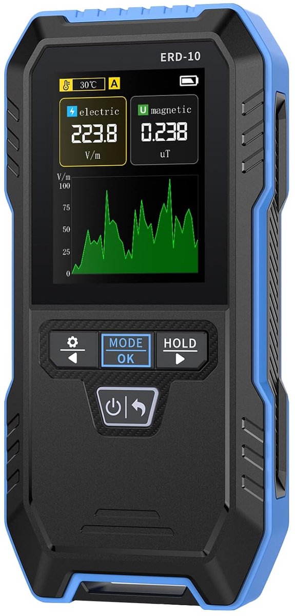 EMF meter 3-in-1 - stralingsmeter voor EF, MF, RF - automatisch alarm bij overschrijding - ideaal voor thuis en kantoor - ShopVlot