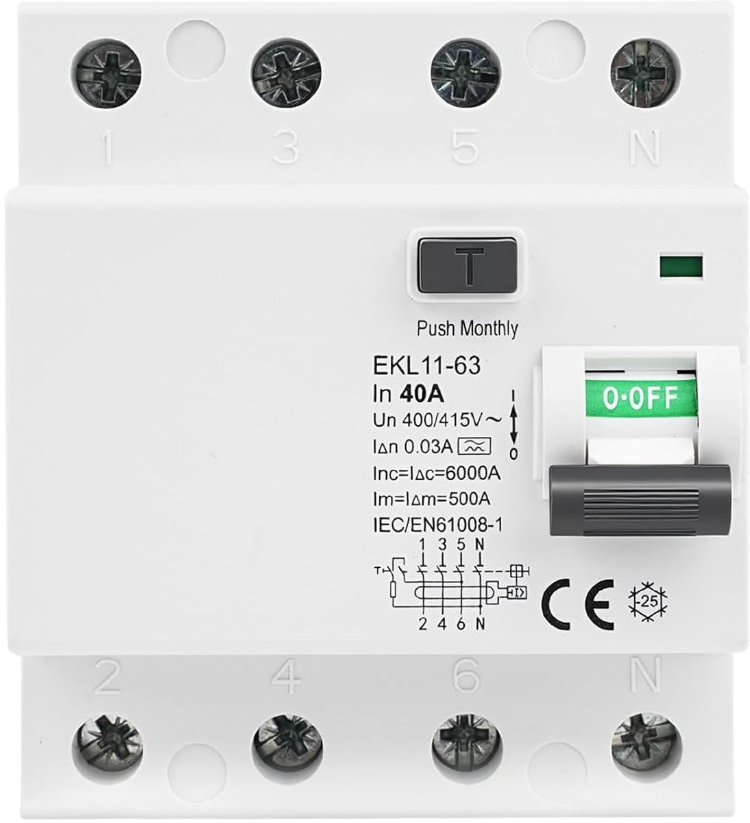 RCD schakelaar 40 A 30 mA - 4-polig - A-type - voor veilige stroombeveiliging - ShopVlot