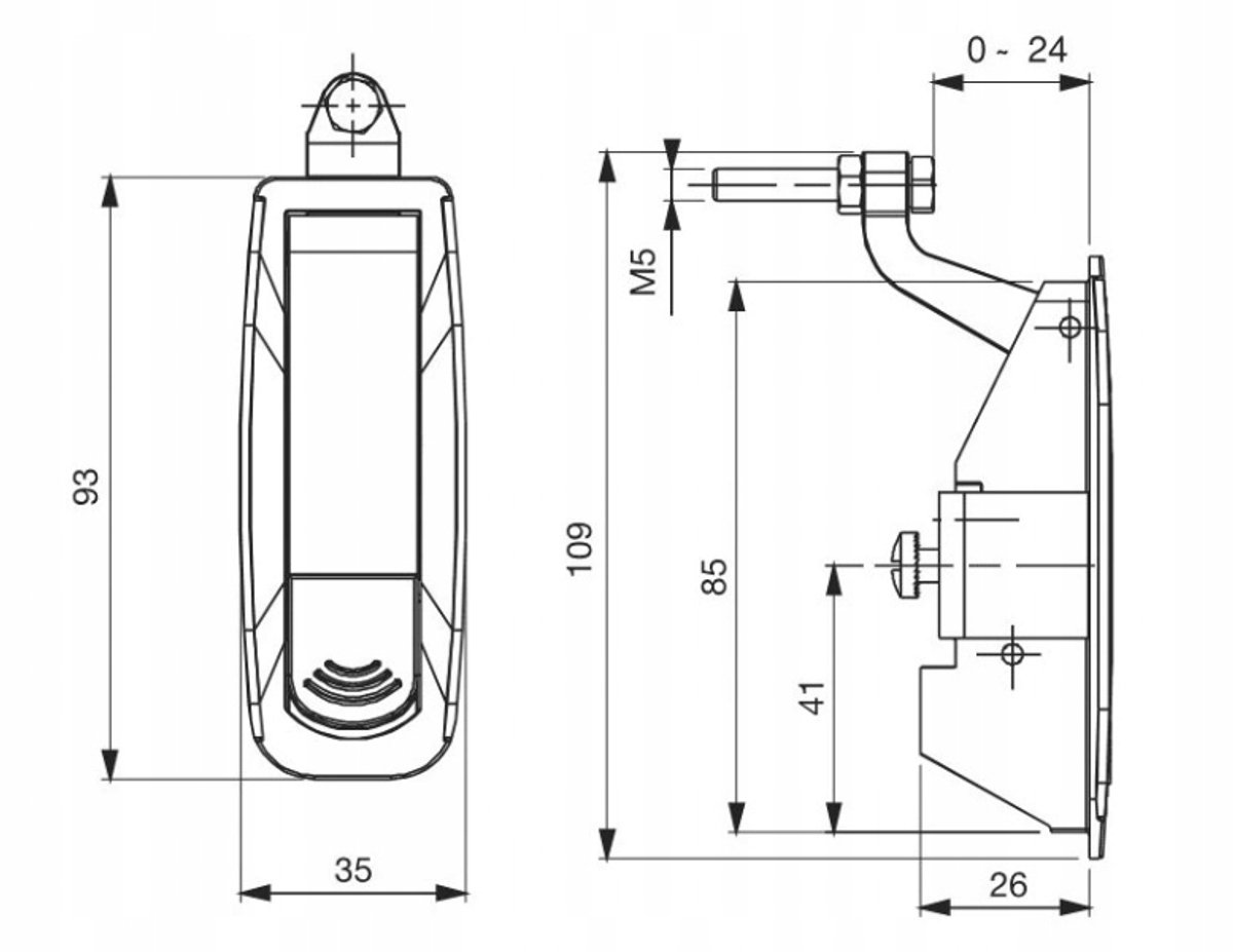 Druk-sluiting voor panelen 0-24mm, zwart gelakt