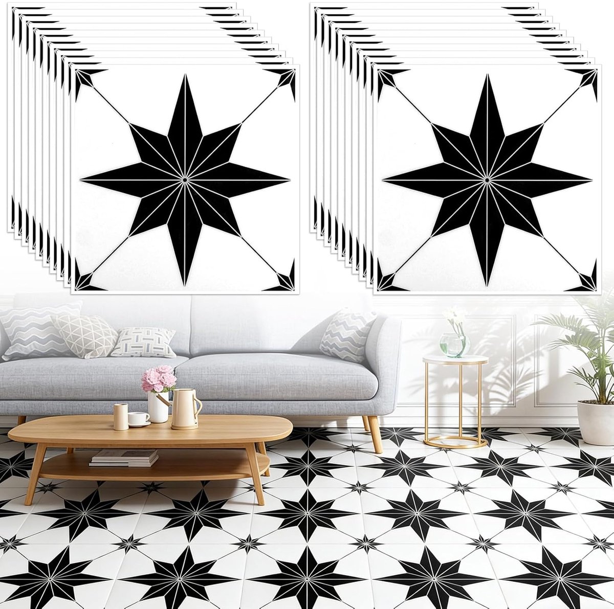 Zelfklevende vloertegels 30x30cm - PVC - Schaken patroon - Eenvoudige vloer renovatie - SnelShoppen
