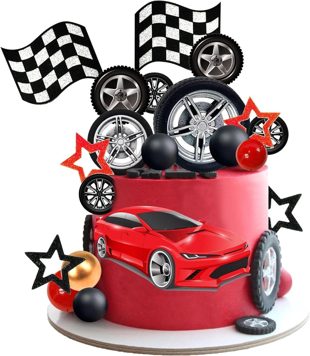 Cupcake toppers raceauto - herbruikbaar - unieke cake decoratie - creatief bakken - SnelShoppen