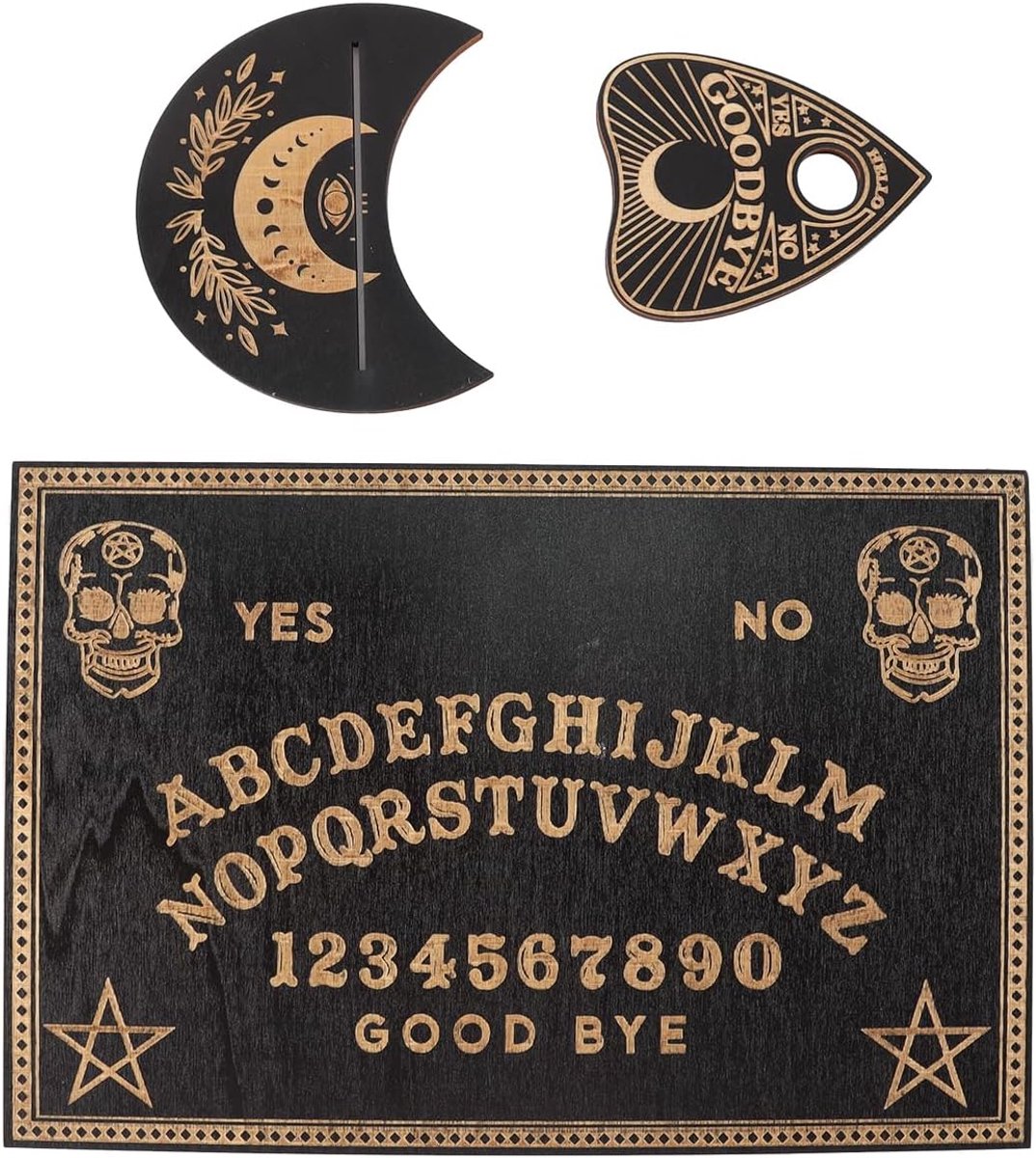 Ouija bord set - houten bord met planchette - mystiek ontwerp - ideaal voor spirituele rituelen - SnelShoppen
