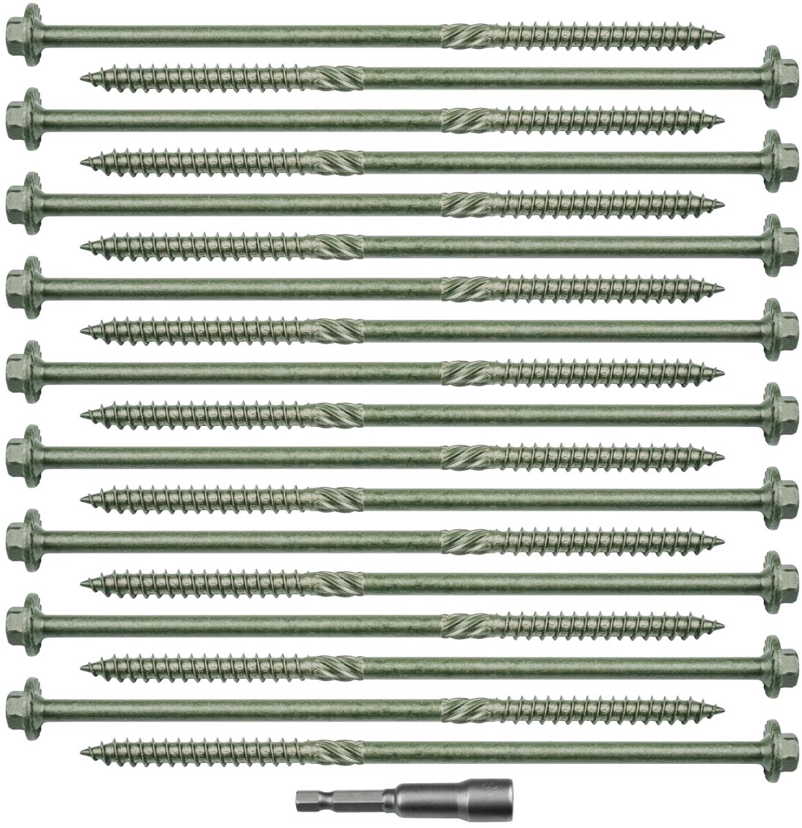 Platte Kopschroeven - Zeskant Houtschroeven - Dakconstructies Bouwen - Zelftappend Sterk Materiaal - 6.3 x 150 mm - Groen