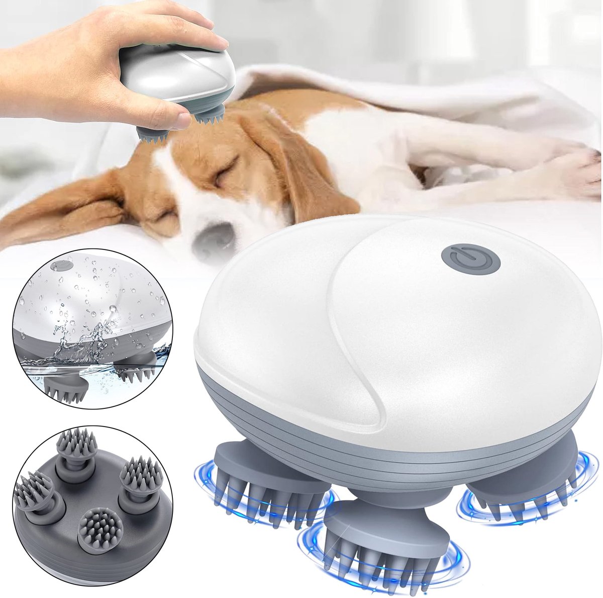Elektrische Hoofdmassage - Huisdiermassageapparaat Voor Honden En Katten - Waterdichte Hoofdmassage - 96 Massageknoppen