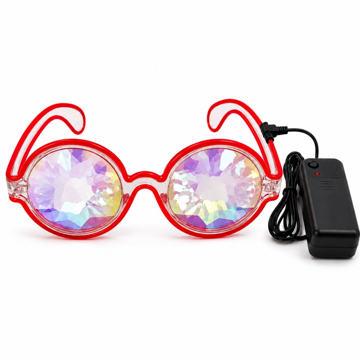 Doppler Prism Party Glasses – LED Kaleidoscoop Bril – Festival, Rave, Carnaval & Feest – Rood