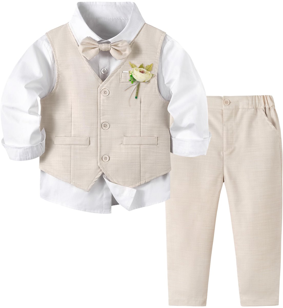 Kledingset voor kinderen 18-24 maanden - Beige - 4-delig - Elegante outfit voor bruiloft - ShopVlot