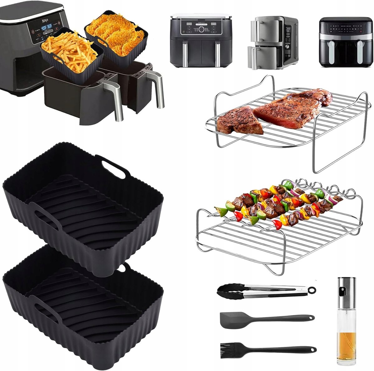 Accessoireset voor Airfryer - 8 Onderdelen - Merckloos