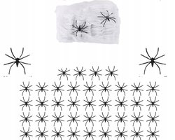 Decoratie Spinnenweb 120g met 30 Spoken - Halloween Sfeer