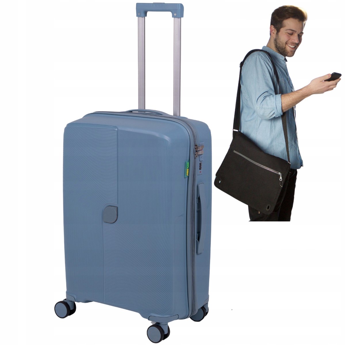 Blauwe Hardcase Koffer 82L - 68x45x27cm - 4 Zwenkwielen