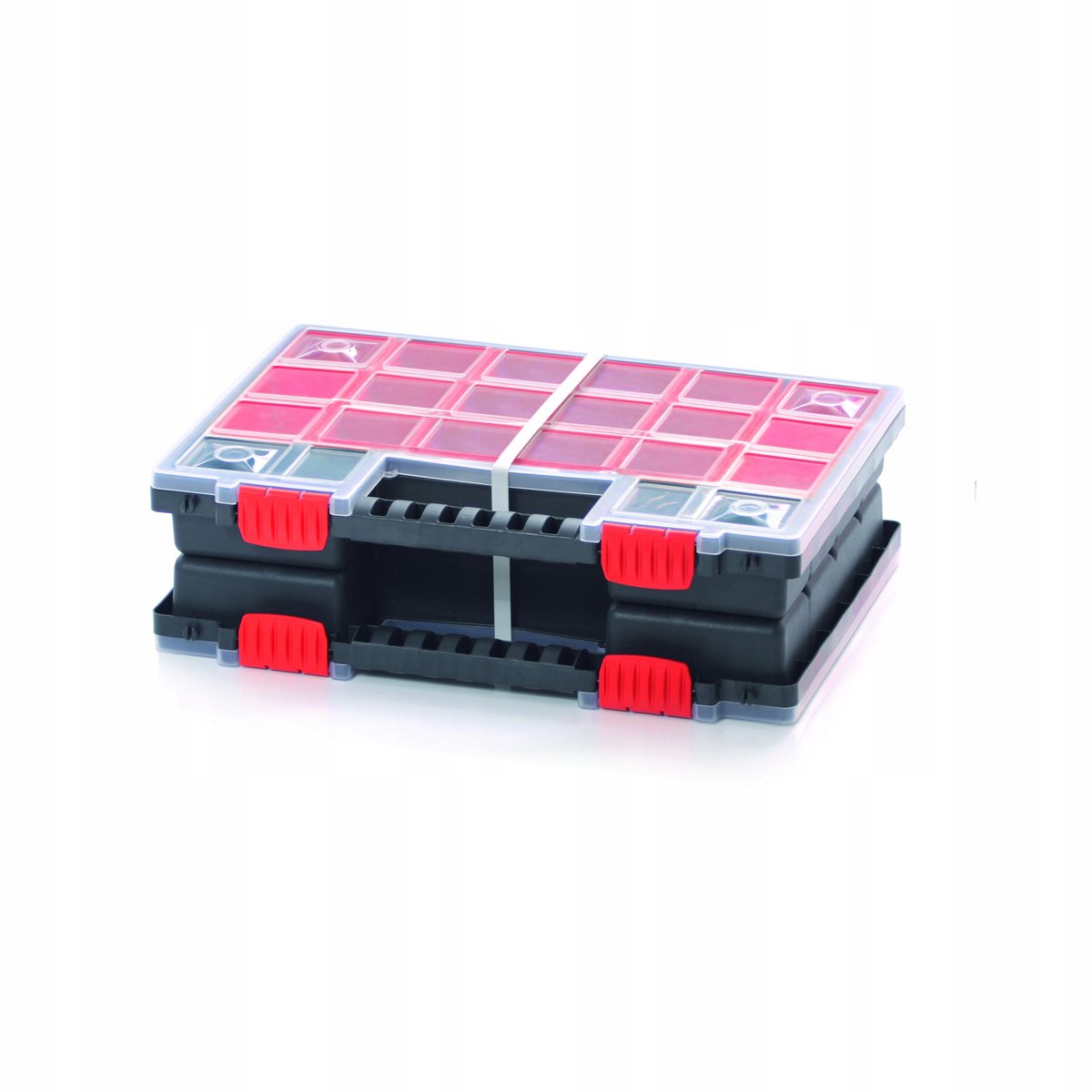 Dubbele Organizer met Deksel - Zwart - 34,5x25x10 cm