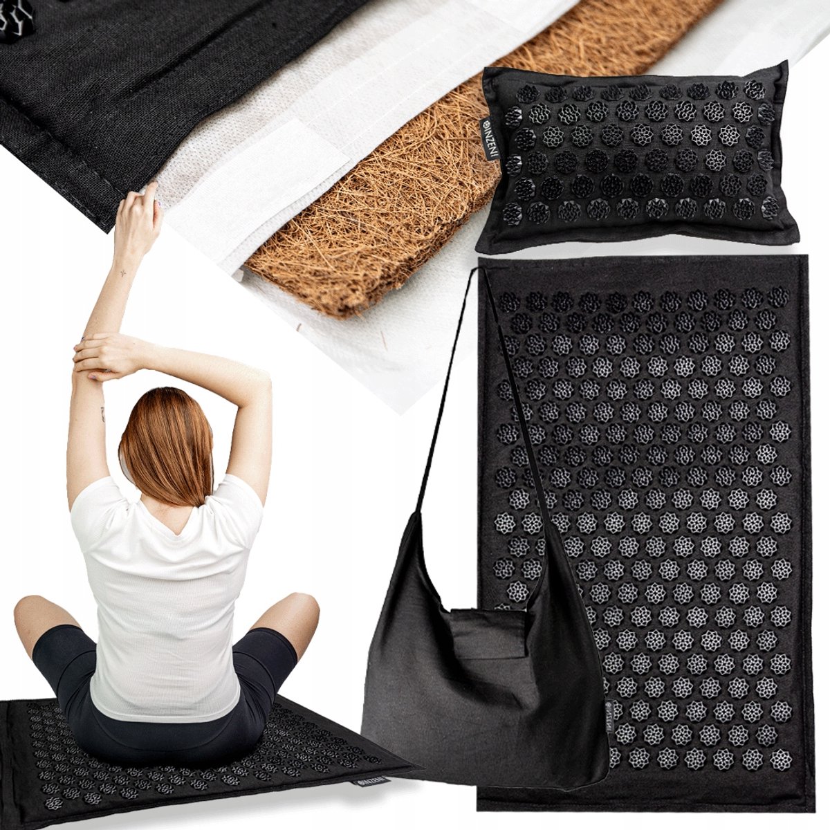 INZENI Premium acupressuurmat en kussenset - Kokosvezel