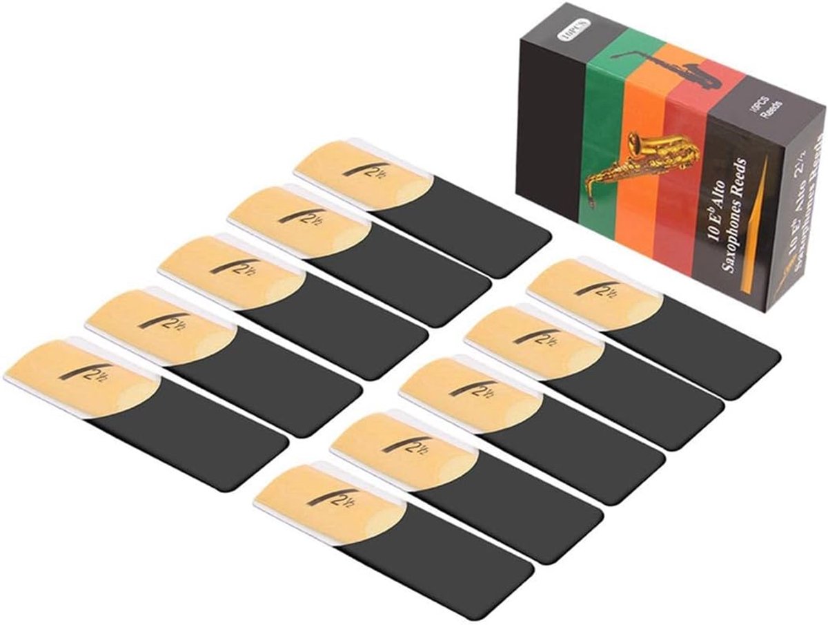 Eb Alto Saxofoon Rieten 2.5 - 10-pack - Handgeoogst - Stabiele klank - ShopVlot
