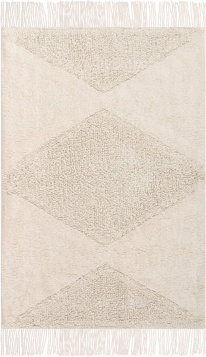 KHONOMA - Kindervloerkleed - Lichtbeige - 60 x 90 cm - Katoen