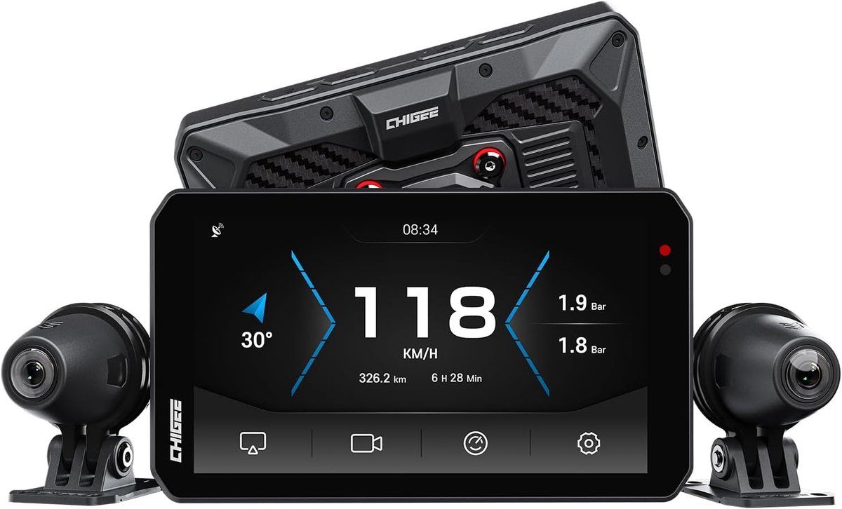 Motorfiets smart riding systeem - 5" waterproof display - draadloze CarPlay & Android Auto - ShopVlot