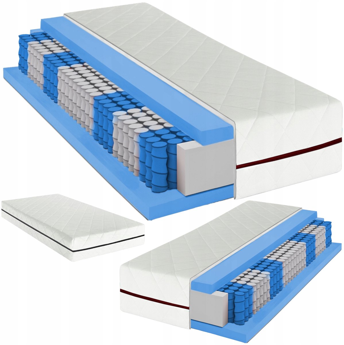 Pocketveringmatras 140x200 cm - Medium Hard H3, Dubbelzijdig