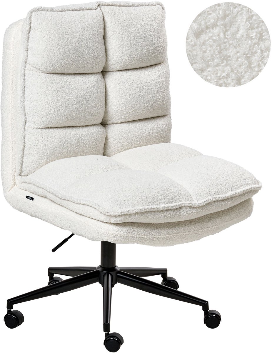 ADDISON - Bureaustoel - Wit - Bouclé