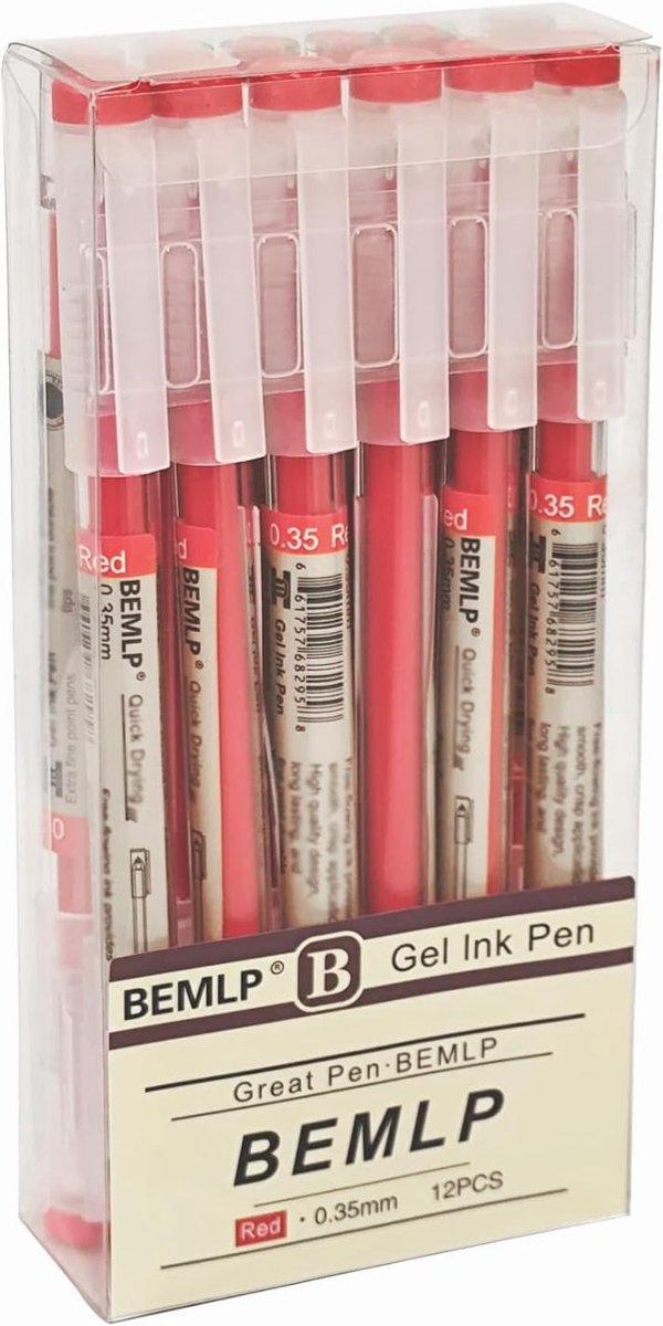 Gelpen 0.35mm Rood - 12 Stuks - Fijne punt - Perfect voor creatief schrijven - ShopVlot