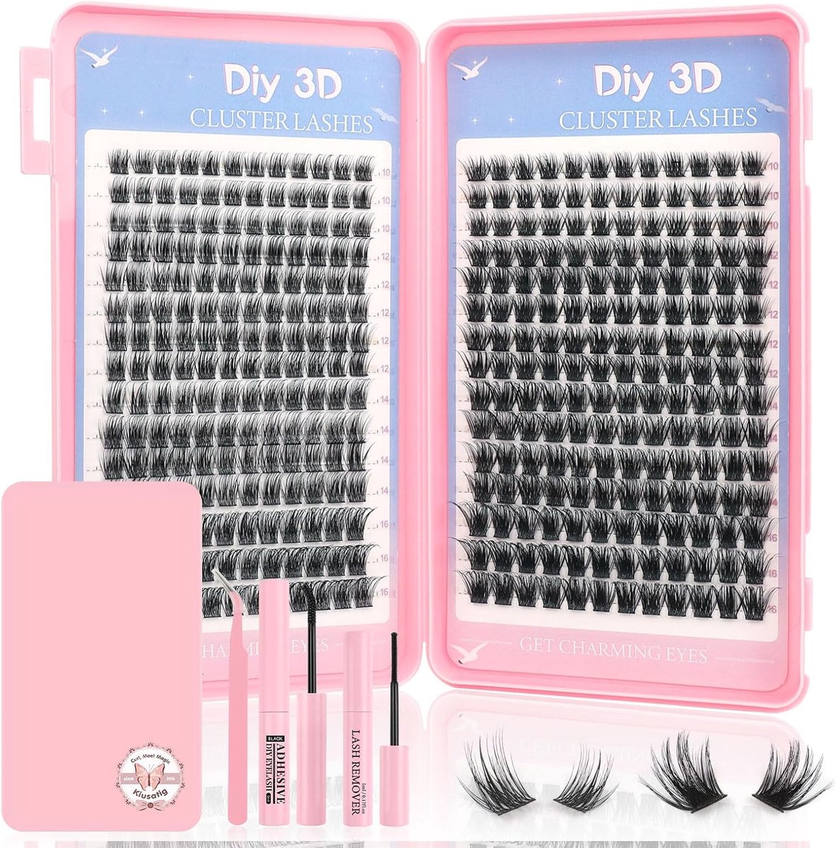 Individuele wimpers 360 stuks - Cluster wimperset 10-16mm - D Curl en remover - Ideaal voor doe-het-zelf thuis - ShopVlot