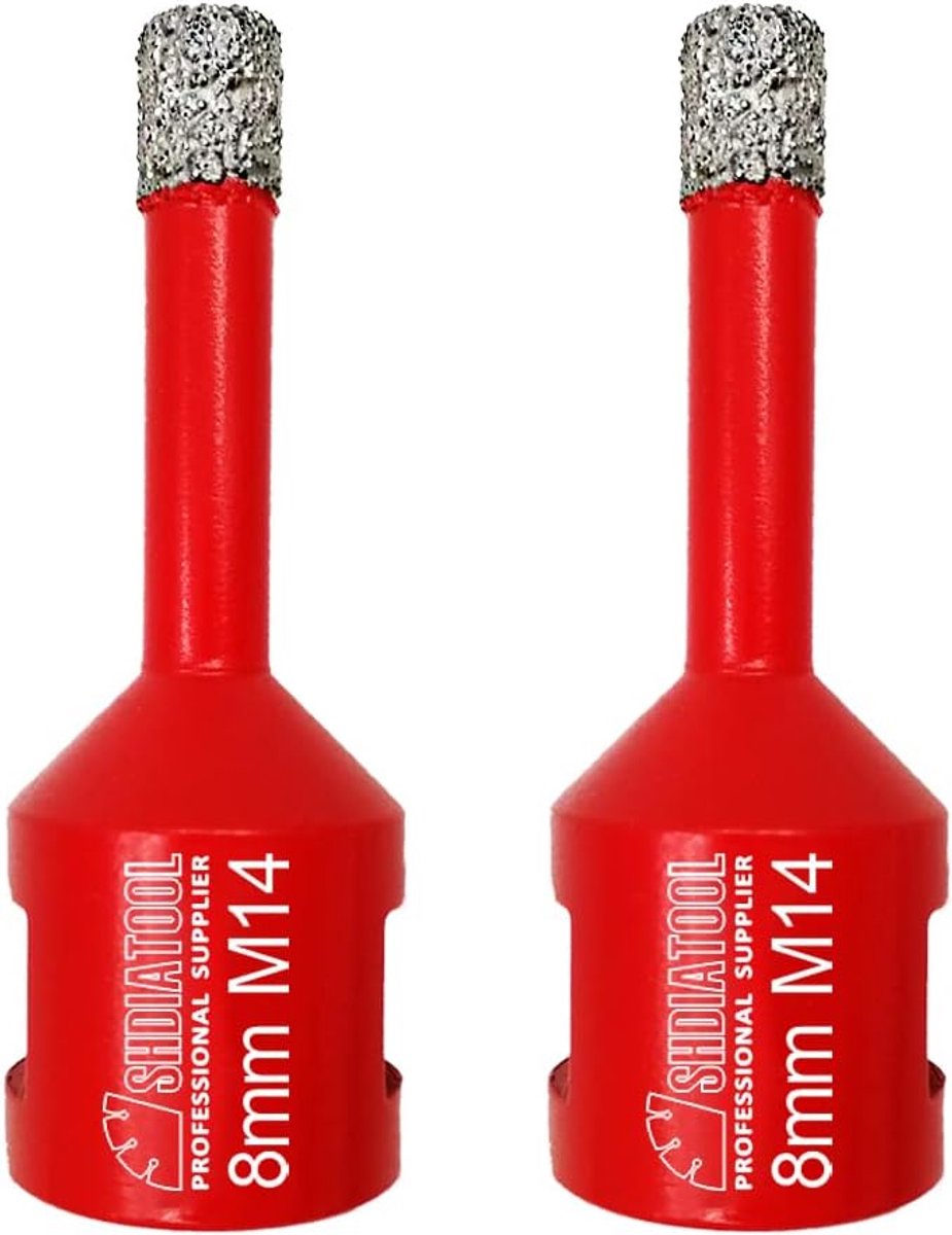 Diamant tegelboor 8 mm - 2 stuks M14 - voor porselein en keramiek - ideaal voor marmer en graniet - ShopVlot