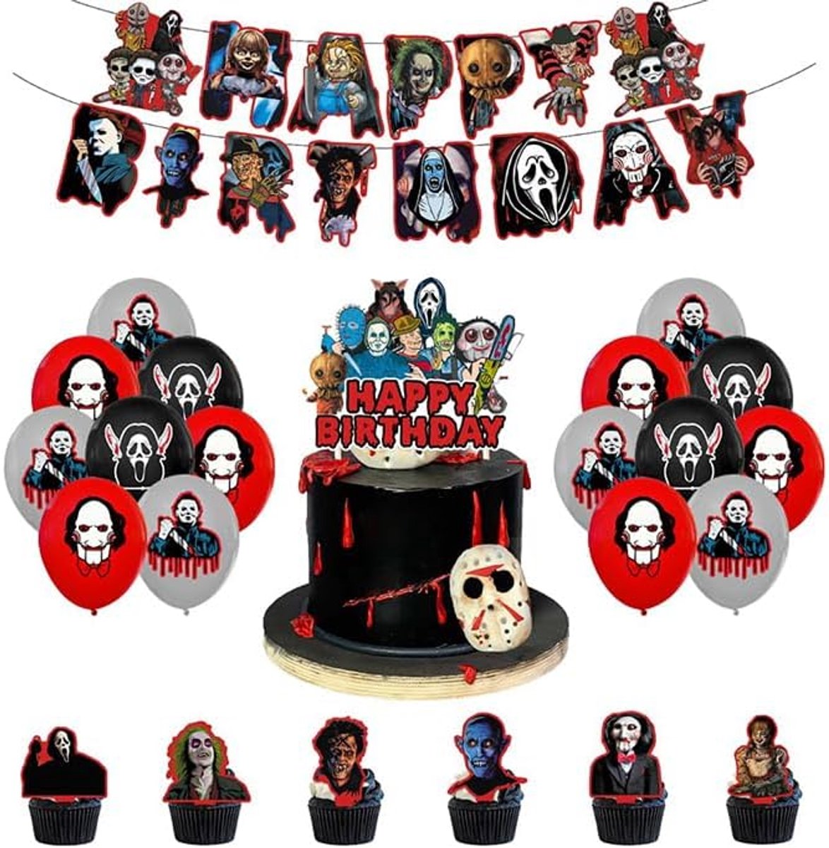 Verjaardagsdecoratie - horrorballonnen - duurzame materialen - voor volwassenen - ShopVlot