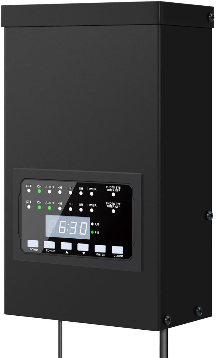 Laagspanningstransformator 300W - 2 Uitgangen 12V/14V - Met Timer en Lichtsensor - Voor Landschapsverlichting - ShopVlot