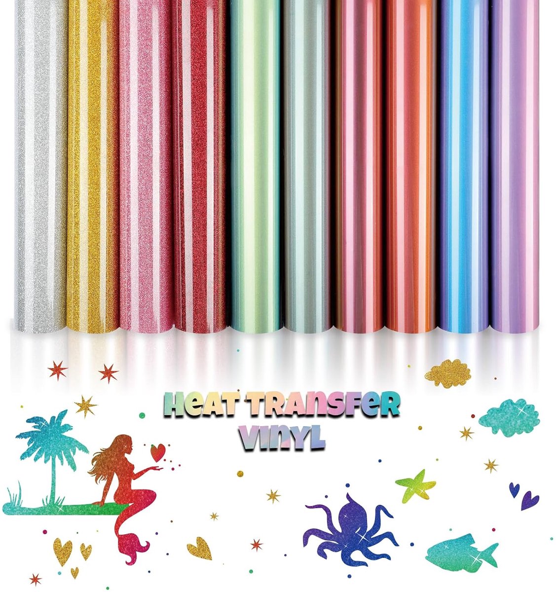 Heat Transfer Vinyl 10 Kleuren 30.5 x 21 cm - Plotter Film Textiel - Eenvoudig te gebruiken - ShopVlot