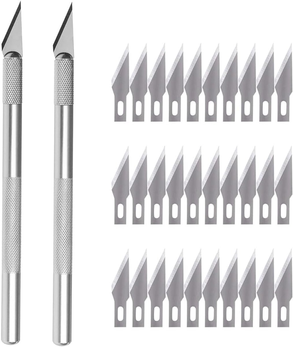 Cutter set 2 stuks met 30 vervangbladen - aluminium en staal - precisie en veiligheid - ideaal voor knutselen - ShopVlot