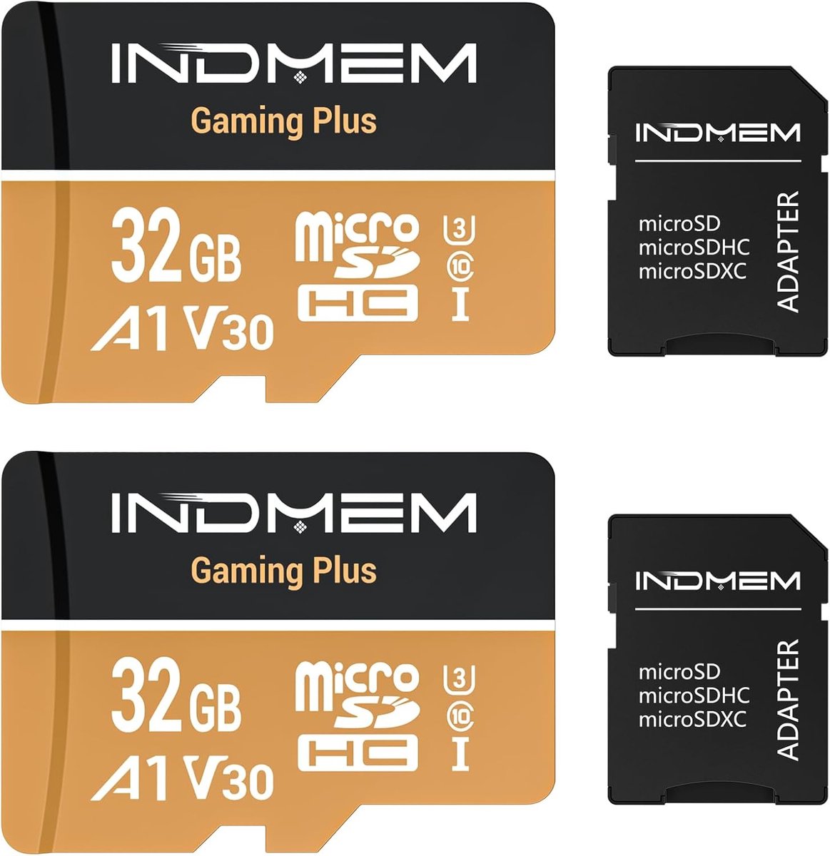 micro SD kaart 32GB - set van 2 - hoge snelheid 90MB/s - ideaal voor 4K video-opnames - ShopVlot