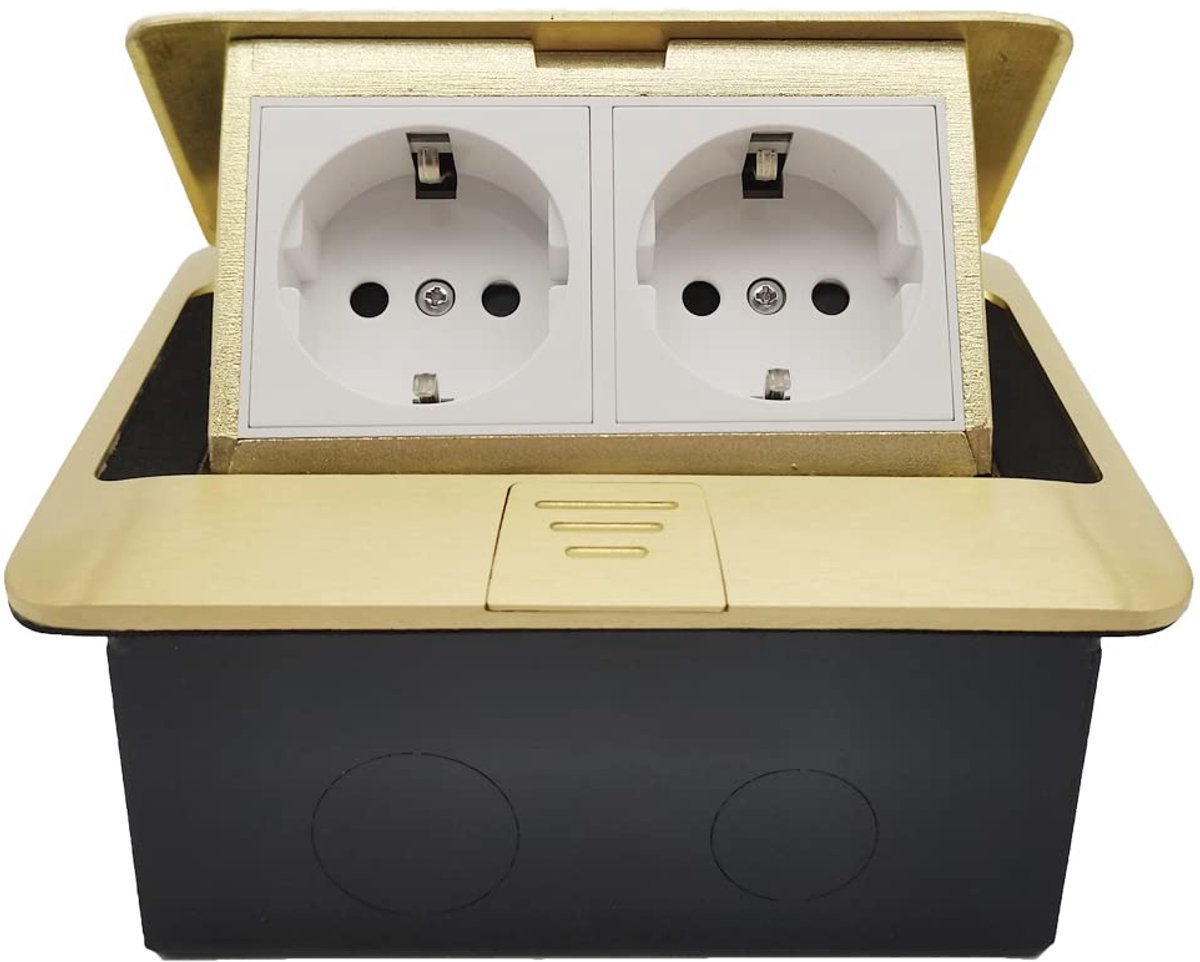 2-weg binnen vloersocket - retractable flush socket - dubbele socket met schokabsorptie - ideaal voor keuken en kantoor - ShopVlot