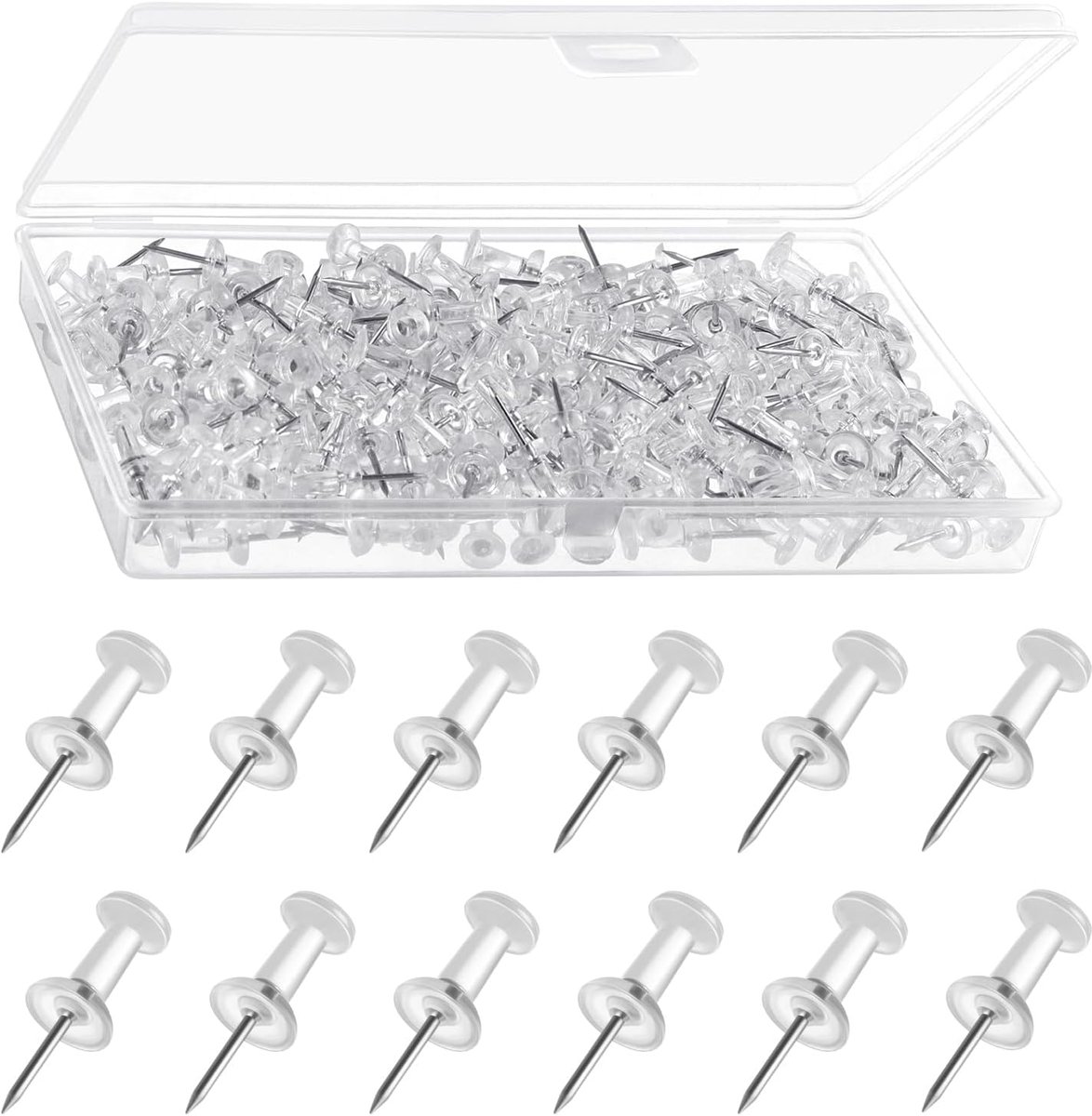 Duwpennen 200 stuks - Doorzichtige pins - Duurzaam materiaal - Voor prikborden en wanddecoratie - ShopVlot