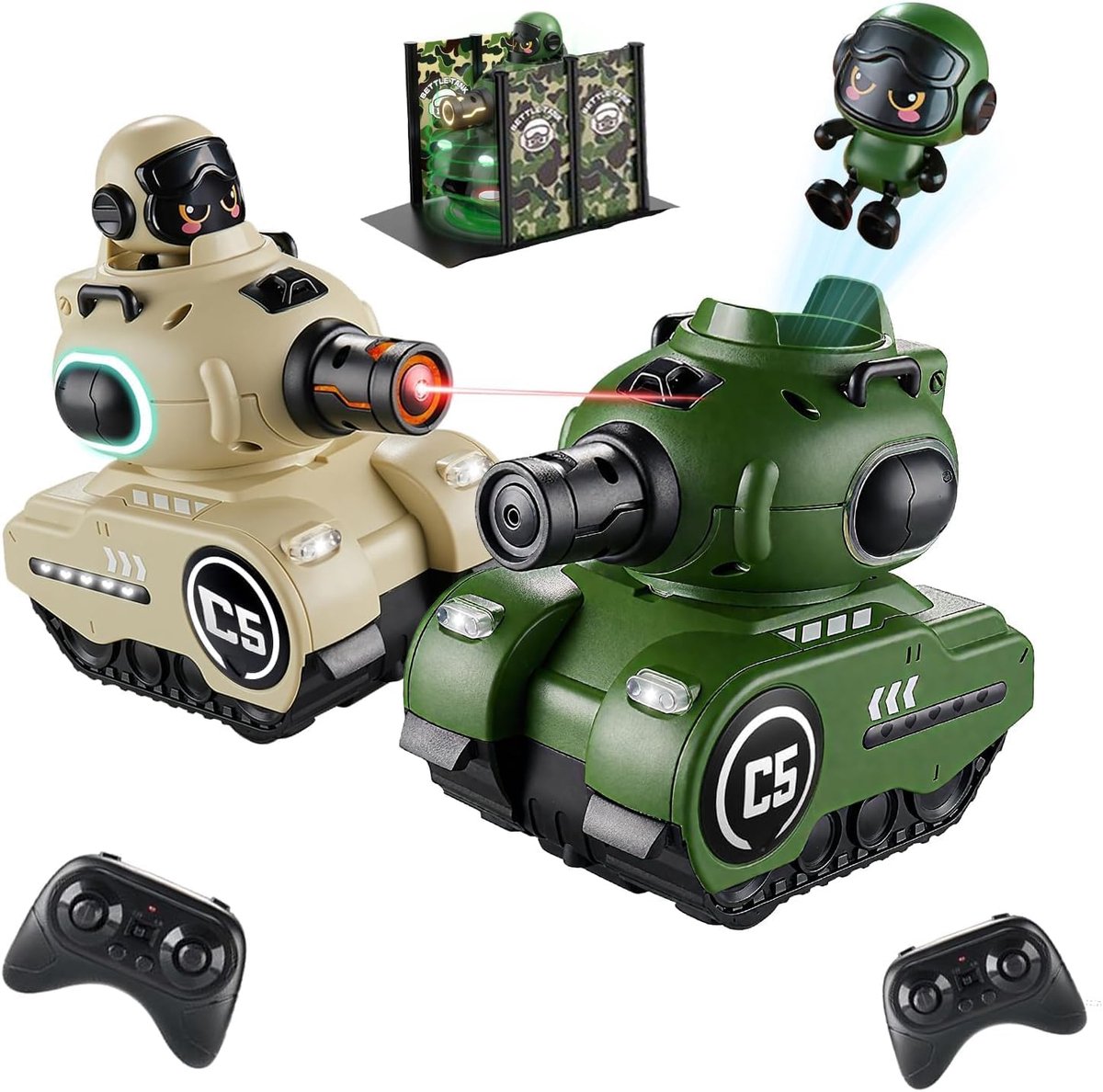 op afstand bestuurde gevechtstank - 2 stuks - infrarood met ledlicht - multiplayer speelplezier - ShopVlot