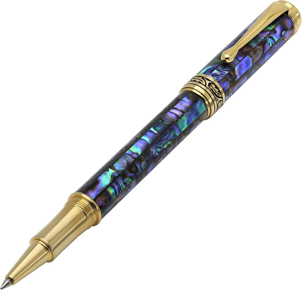 Rolpen Fine Point - Iriserende Paua Schelp - 18 Koud Goud Plating - Uniek Handgemaakt - ShopVlot