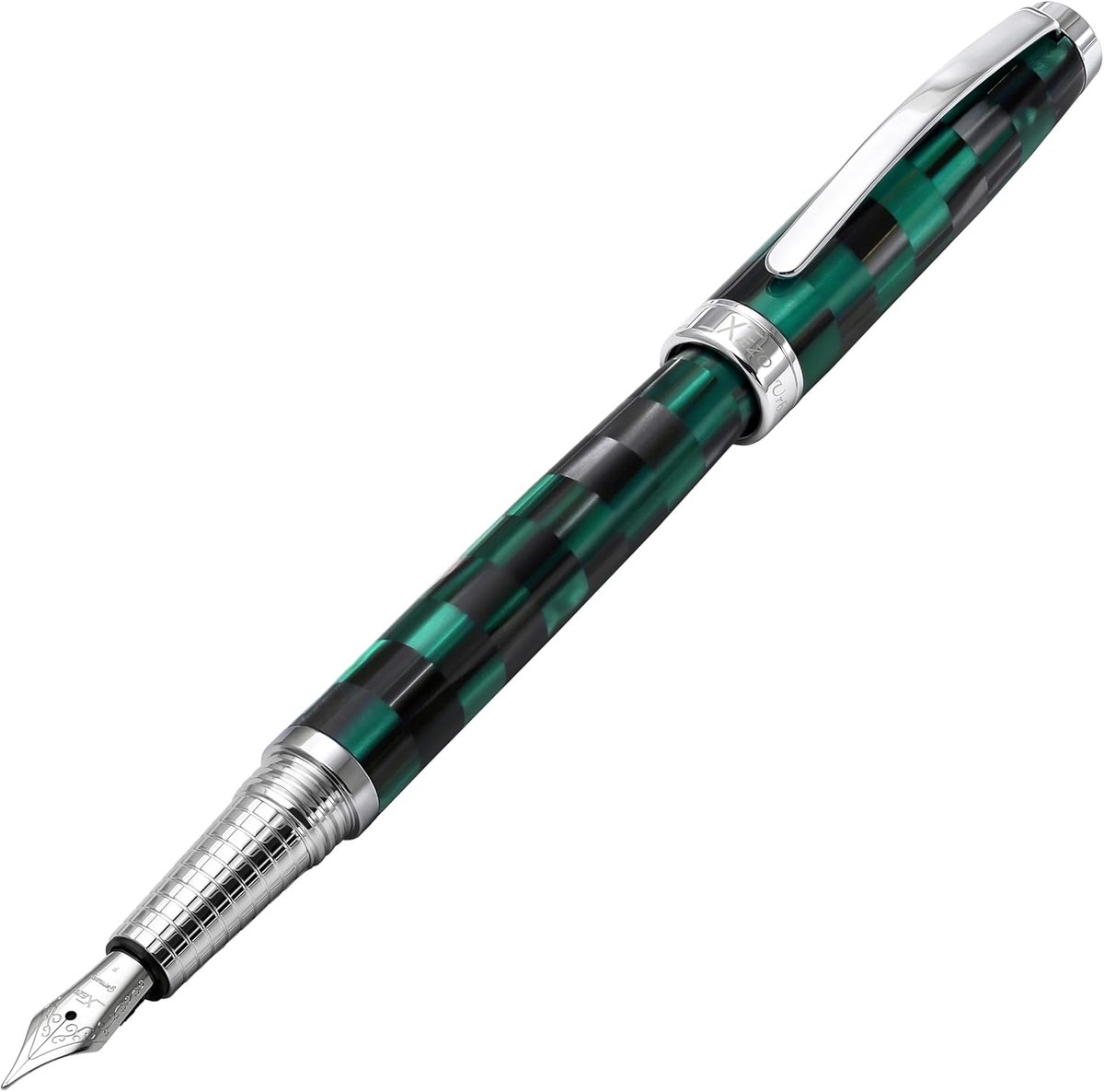 Vulpen fijne punt - oceaan teal en zwart - handgemaakt limited edition - unieke inlegpatroon - ShopVlot