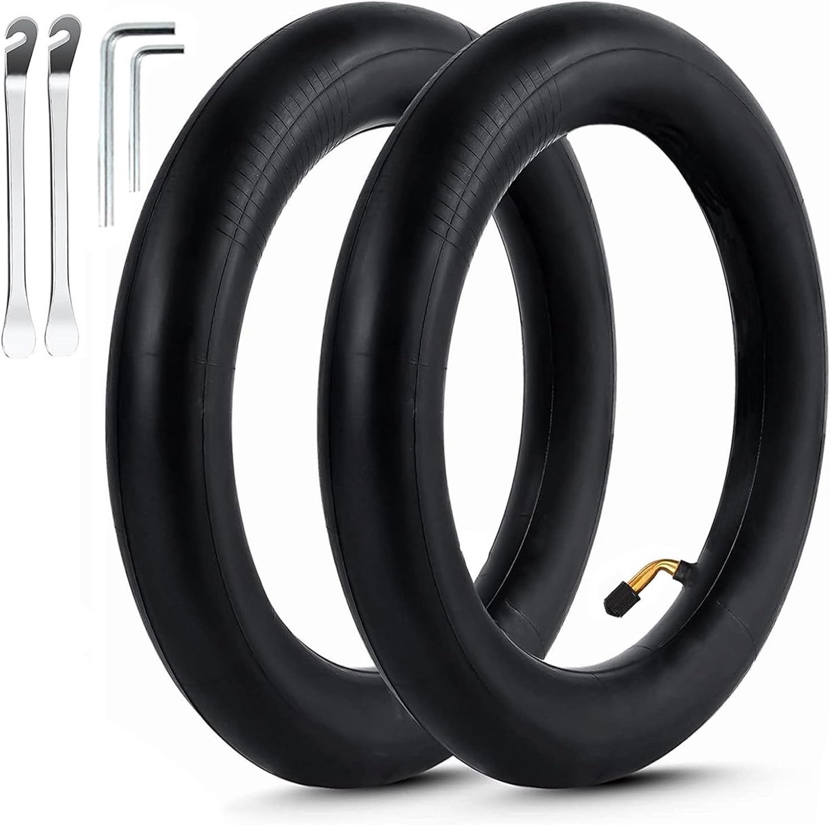 SnelShoppen - OUXI Set van 2 Binnenbanden 25 x 2 cm, Dubbele Sterkte, Geschikt voor Elektrische Scooter met 0° Ventielhoek