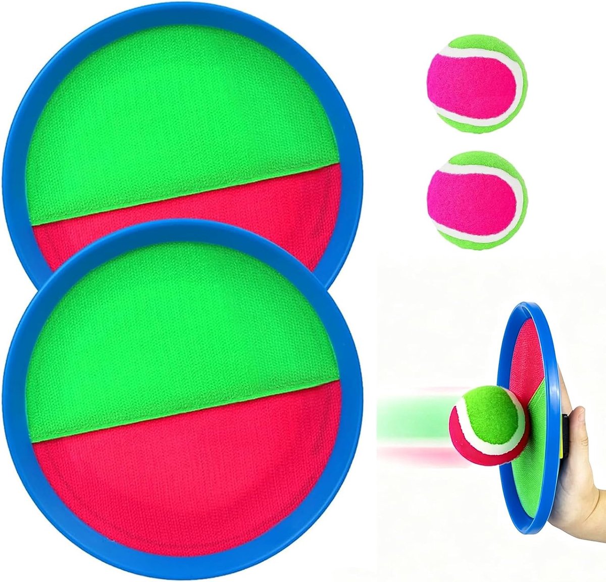 Balvang- en werpspel - 2 rackets en 2 ballen - geschikt voor kinderen en volwassenen - ideaal voor buitenactiviteiten - ShopVlot
