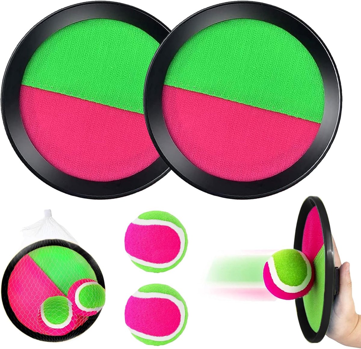 Buitenspeelgoed balspel voor kinderen - 2 peddels en 2 ballen - ideaal voor buiten en strand - ShopVlot