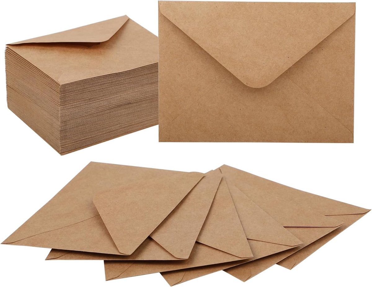 Kraftpapier Enveloppen B6 - 120 g/m² Bruin Kraftpapier - Lijmsluiting - Geschikt voor Postkaarten - ShopVlot