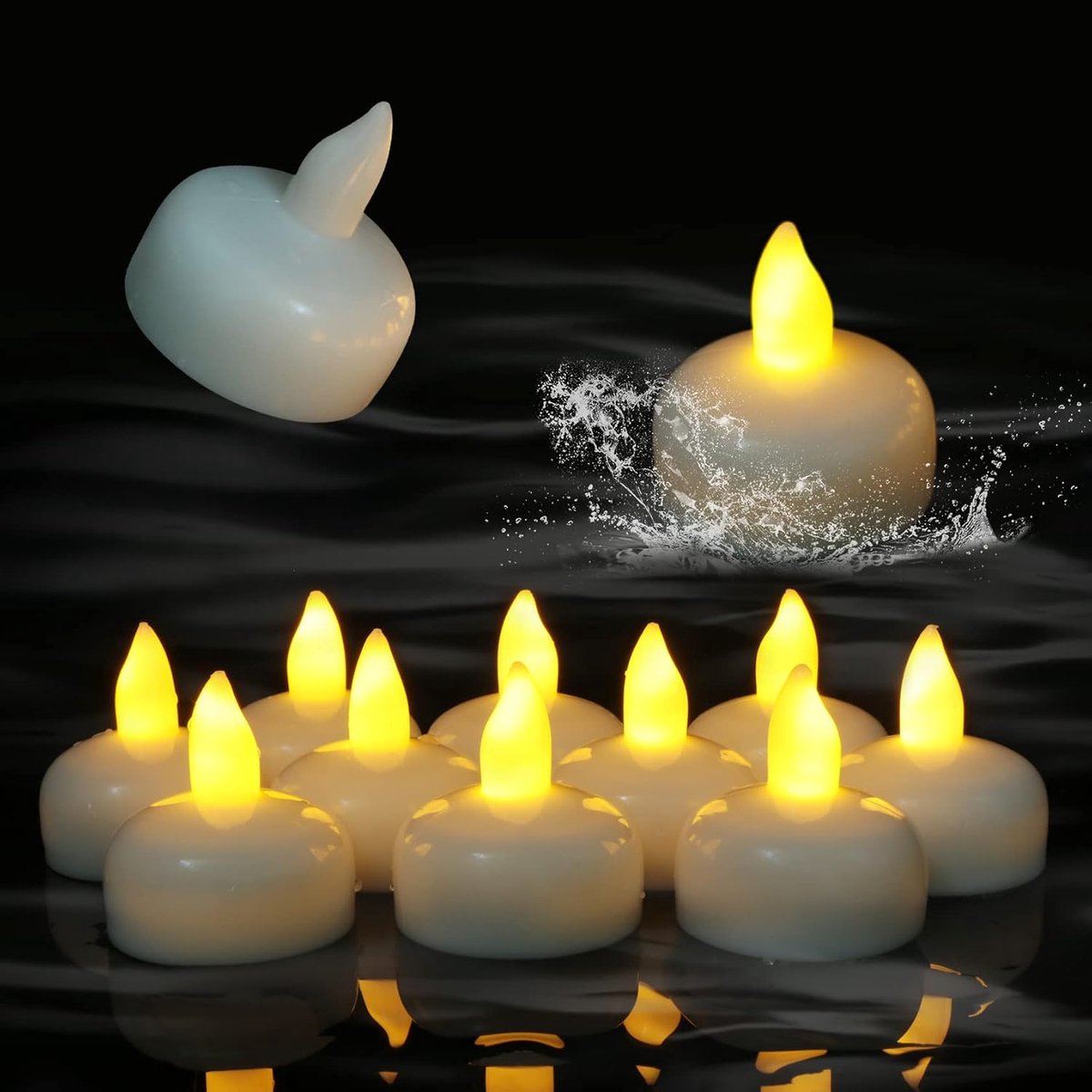LED drijvende kaarsen 12 stuks - waterdicht - batterij-aangedreven - sfeervolle verlichting voor bad en zwembad - ShopVlot